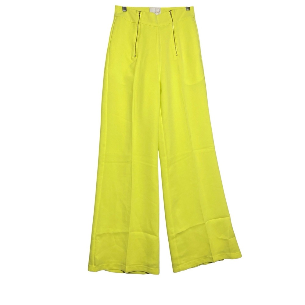 Line & Dot Pleated Wide-leg Crepe Trousers With Pockets Front Zip Closure Small
